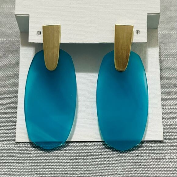 New Kendra Scott Aragon Drop Earrings in Blue Agate - Picture 4 of 7